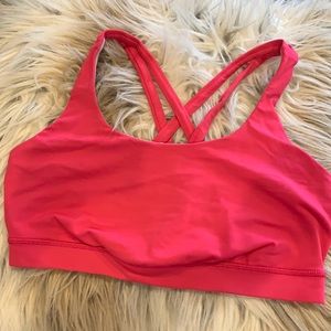 lululemon Energy Bra Pink Glossy Black Size 8